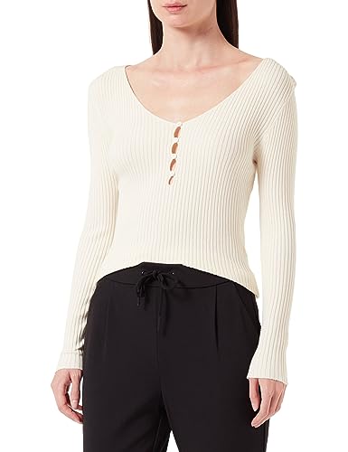 VERO MODA Vmkaris Ls V-Neck Button Ga BO sweter damski, brzoza, XS
