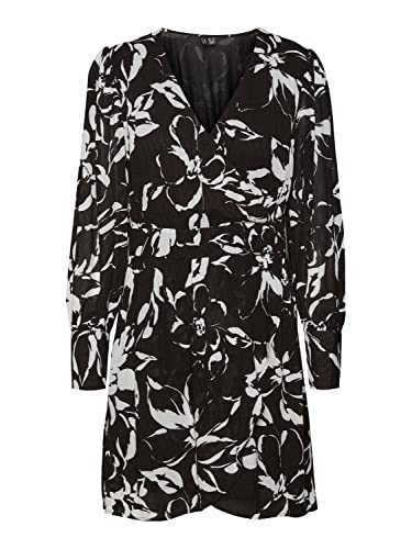 VERO MODA Sukienka damska Vmpolliana Ls Short Dress WVN, czarny/kolor: polliana, M