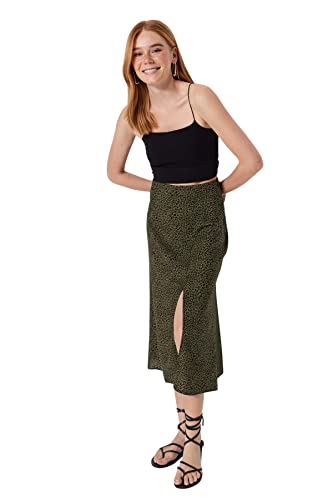 Trendyol FeMan Tkana spódnica o linii A, khaki, 36, Khaki, 34