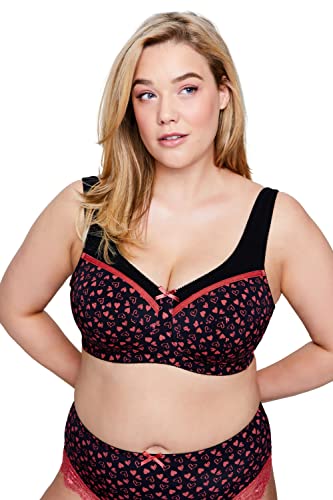 Ulla Popken Damski biustonosz odciążający serce C-e Cup, czarny, 95C