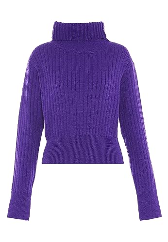 Libbi Blonda damski sweter z golfem w stylu Lazy, wąski sweter akrylowy, liliowy, rozmiar M/L, liliowy, M