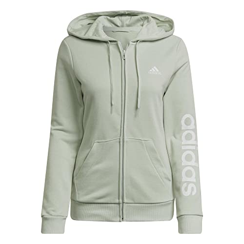 adidas Damska bluza z kapturem W Lin Ft Fz Hd, zielony i biały, XS