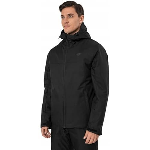 4F Męska kurtka narciarska Kumn001 dżinsy, głębokie czarno-czarne, Deep Black - Czarny, M