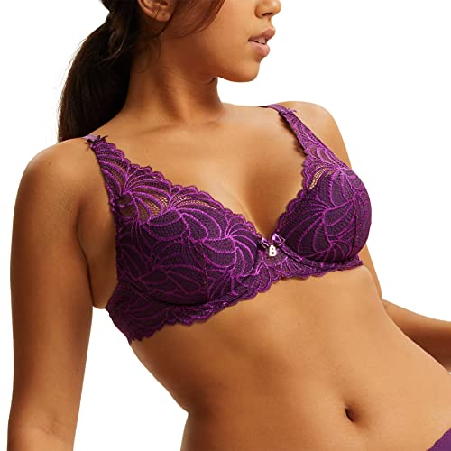 Bestform - PAMPELUNE Harmony Koronkowy Biustonosz z fiszbinami, fioletowy, 80C