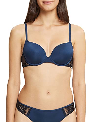 ESPRIT Bodywear Micro Lace Mix RCS Padded Biustonosz wyściełany z fiszbinami, Ink, 75 A