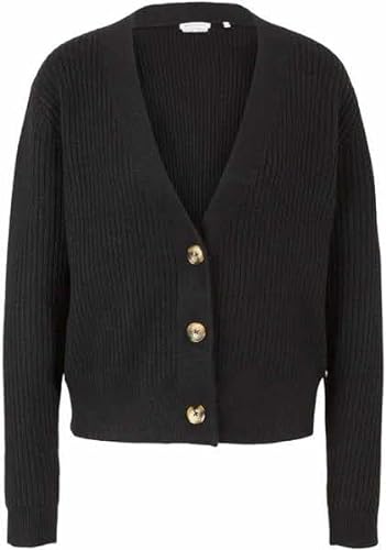 TOM TAILOR Denim Damski Kardigan z poliestru pochodzącego z recyklingu 1027281, 14482 - Deep Black, L