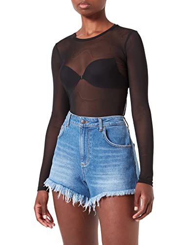 Noisy may Women's NMJUDITH L/S Mesh Top BG NOOS Shirt, Black, XS