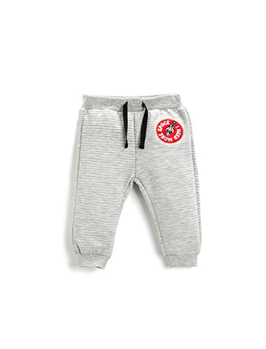 Koton Spodnie dresowe z nadrukiem Baby Boy Jogger Drawstring Cotton, Szary (023), 12-18 miesi?cy
