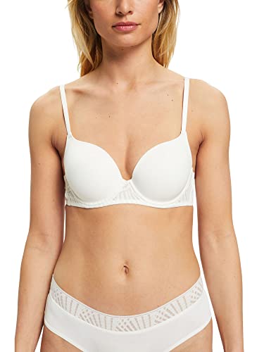 ESPRIT Biustonosz z watowanymi miseczkami z fiszbinami i koronką, Off White, 90A
