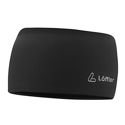 Loeffler Unisex MONO HEADBAND WIDE opaska na czoło, czarna, rozmiar uniwersalny