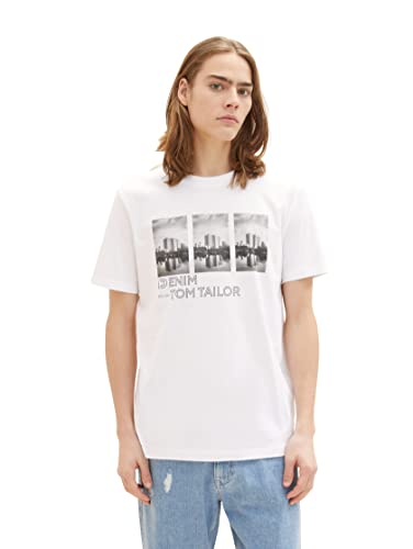 TOM TAILOR Denim Koszulka męska 1036977, 20000-biała, S, 20000 – biały, S