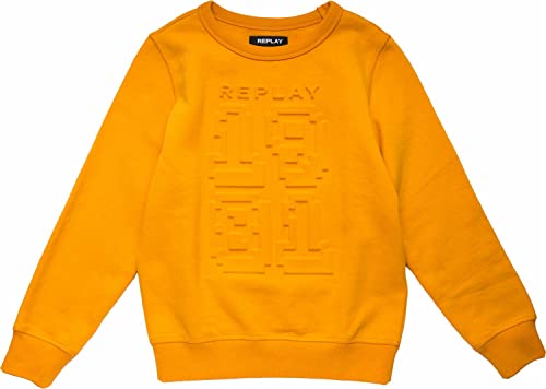 Replay Bluza chłopięca z logo, mieszanka bawełny, 741 Corn Yellow, 10 Lat