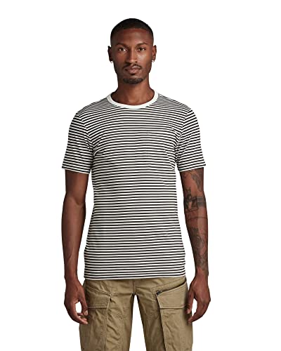 G-STAR RAW Męski t-shirt w paski Slim, Wielokolorowy (Milk/Cloack Stripe C339-d952), XL