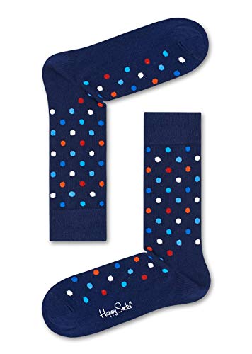 Happy Socks Dot Sock, kolorowe i zabawne, Skarpety dla kobiet i mężczyzn, Pomarańczowy-Biały (41-46)