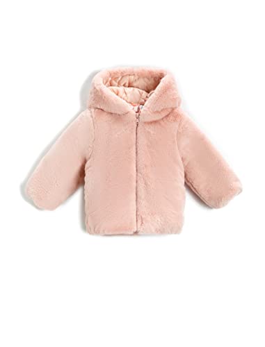 Koton Shearling Hooded Coat Zipper Closure Kurtka Kochanie Dziewczyny, Łosoś (992), 12/18 meses