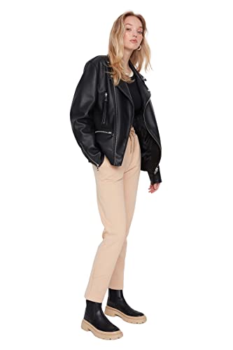 TRENDYOL damskie spodnie do biegania sportowe z prostymi nogami, beżowy, L