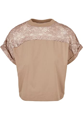 Urban Classics Damska koszulka z krótkim rękawem Oversized Lace Tee, damska górna część z koronkową wstawką, dostępna w wielu kolorach, rozmiary XS-5XL, Softtaupe, M