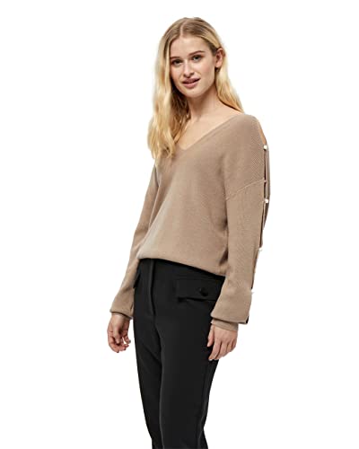 Desires Damski sweter DITA Sleeve Detail z dekoltem w serek, Kamień brukowy, XL