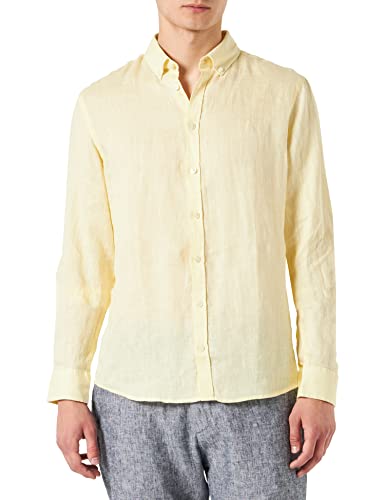 CASUAL FRIDAY Męska koszula Anton BD LS Linen, 110619/kołnierz, L, 110619/Flan, L