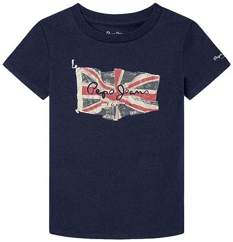 Pepe Jeans Damska koszulka z logo Jr S/S N, niebieski (granatowy), 4 Jahre