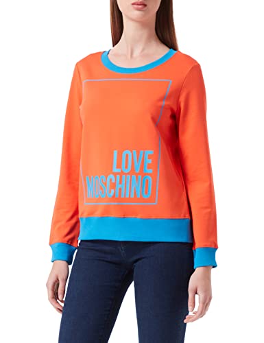 Love Moschino Damska bluza z logo Box Print and Color Contrast Ribs, Red Blue, 42