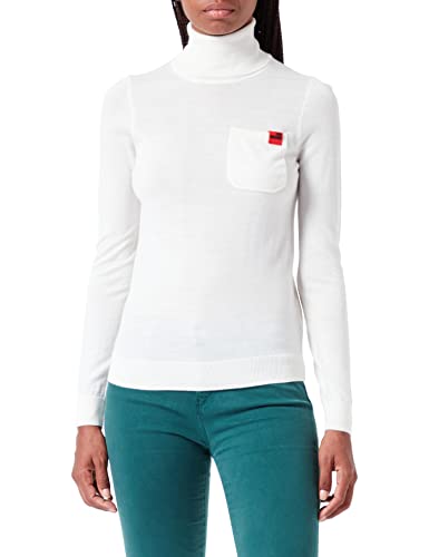 Love Moschino Damski turtleneck with Patch Pocket Top, biały, 46