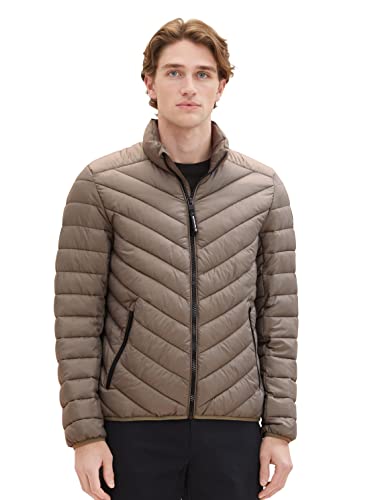 Lekka pikowana kurtka męska TOM TAILOR ze stójką, 32097-przydymiona oliwkowa zieleń, XXXL