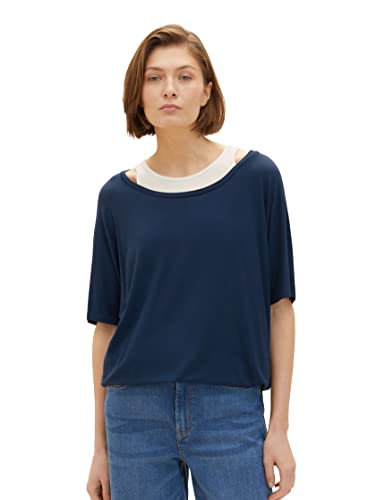 TOM TAILOR Damska koszulka 2 w 1 ze sznurkiem, 11758 - Midnight Sail, XL