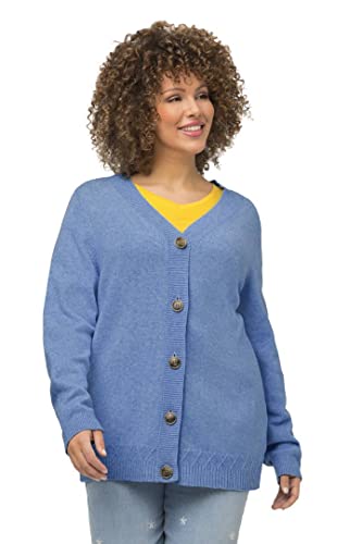 Ulla Popken Damski melanżowy kardigan, niebieski lazurowy, regularny, B??kit, 46-48