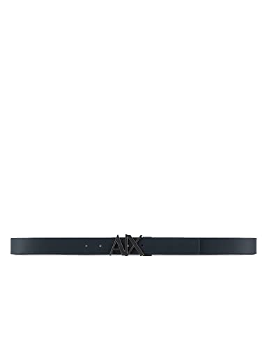 Armani Exchange Męski dwukolorowy, pasek z logo Buckle, Navy/Truffle, XL