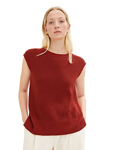 TOM TAILOR Damski Sweter z dzianiny bez rękawów 1034462, 27470 - Dark Maroon Red, L