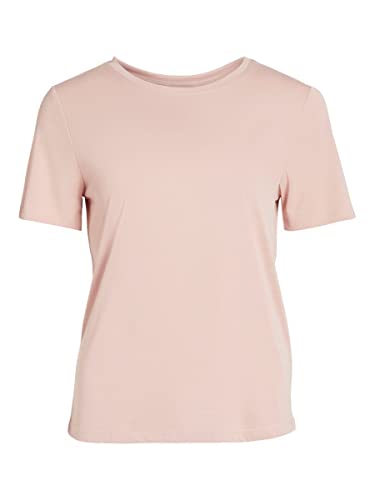 Vila Damska koszulka VIMODALA z okrągłym dekoltem, rozmiar S/S TOP/SU-NOOS, Misty Rose, L, Misty Rose, L