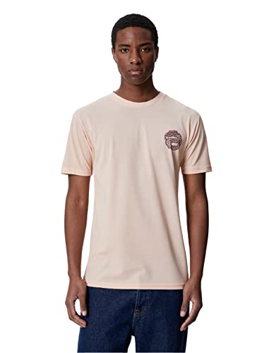 Koton Koszulka męska z nadrukiem Snake Slim Fit Crew Neck Short Sleeve, Ró?owy (276), XXL