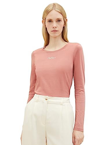 TOM TAILOR Damska koszulka z długim rękawem z napisem Basic, 32224-fading Rose, 3XL