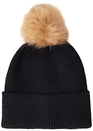 PIECES Damska czapka z dzianiny Pcbina Wool Hood W. Fold Up Noos Bc, czarny, jeden rozmiar