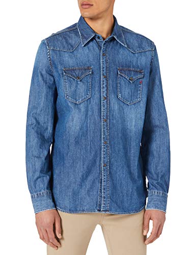 Replay Koszula męska, 009 Medium Blue, XS