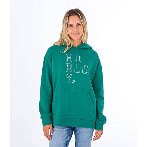Hurley Damska bluza z kapturem Os Outline Text, zielona, S, zielony (grasgrün), S