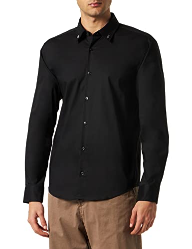 HUGO Męska koszula Ermo Black1, M, czarny (Black1), M