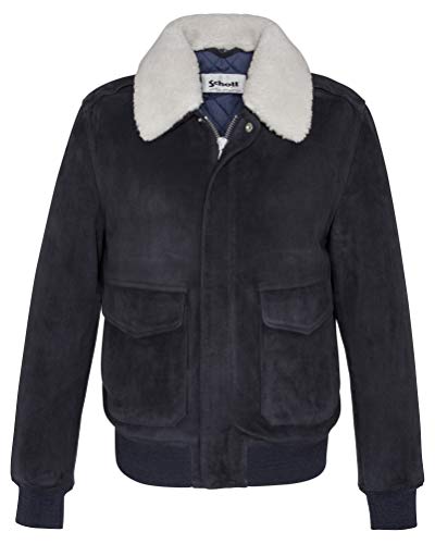 Schott NYC Męska kurtka skórzana, niebieski (Navy Navy), M