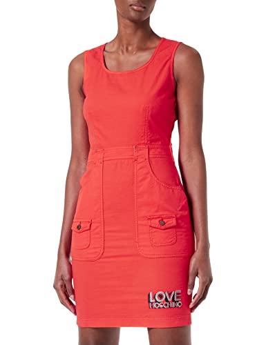 Love Moschino Damska sukienka ze streczu, Fancy Cotton-Line, pomarańczowy, 42 PL
