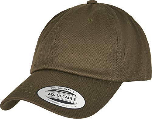 Yupoong Flexfit Unisex Dad Cap z organicznej bawełny z zakrzywionym daszkiem, czapka bejsbolowa z bawełny organicznej, regulowany rozmiar, rozmiar uniwersalny, oliwkowy (Burnt Olive), jeden rozmiar