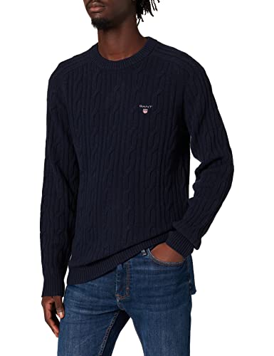GANT Sweter męski, Wieczorny niebieski, XXL