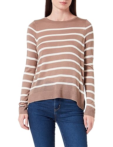 Bestseller A/S Damski sweter VMNOVA LS O-Neck GA NOOS, brązowy Lentil/Stripes: brzoza, XL, Brown Lentil/Stripes:birch, XL
