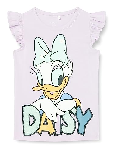 Bestseller A/S Dziewczęca koszulka NMFMAISE Daisy SS TOP WDI T-Shirt, Orchid Bloom, 104, Orchid Bloom, 104 cm