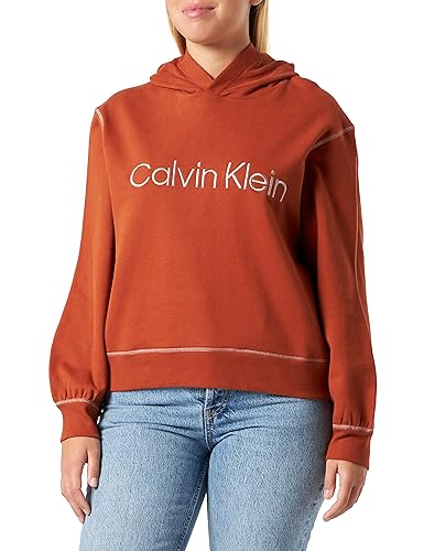 Calvin Klein Damska bluza z kapturem, Chleb imbirowy / miedziane szwy na monety, L