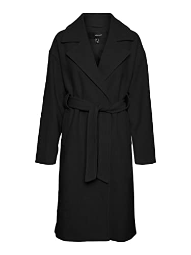bestseller a/s Damski płaszcz VMEDNA Long Coat BOOS, czarny/szczegóły: solidny, XS