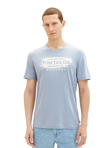 TOM TAILOR Męski T-shirt z nadrukiem logo, 11752 – Yonder Blue, M