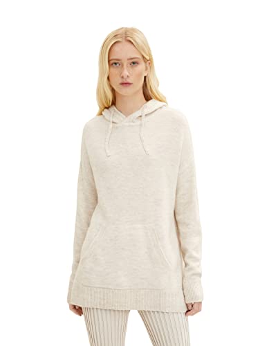 TOM TAILOR Denim Damski Sweter z dzianiny z kapturem 1034321, 24421 - Creme Beige Melange, L