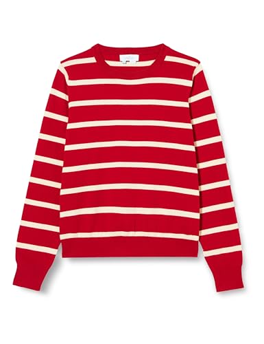 blonda Damski sweter z dzianiny 15426730-BL01, czerwono-kremowy, XXL, Czerwony kremowy, XXL