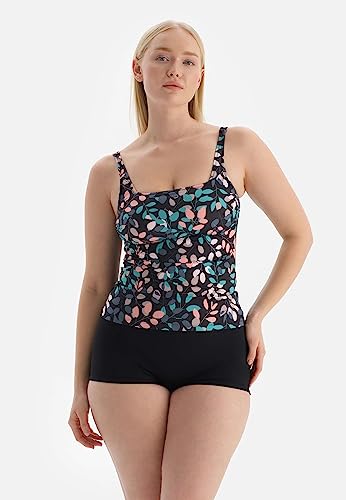 Dagi Modny damski top modelujący sylwetkę tankini, czarny - zielony, 38